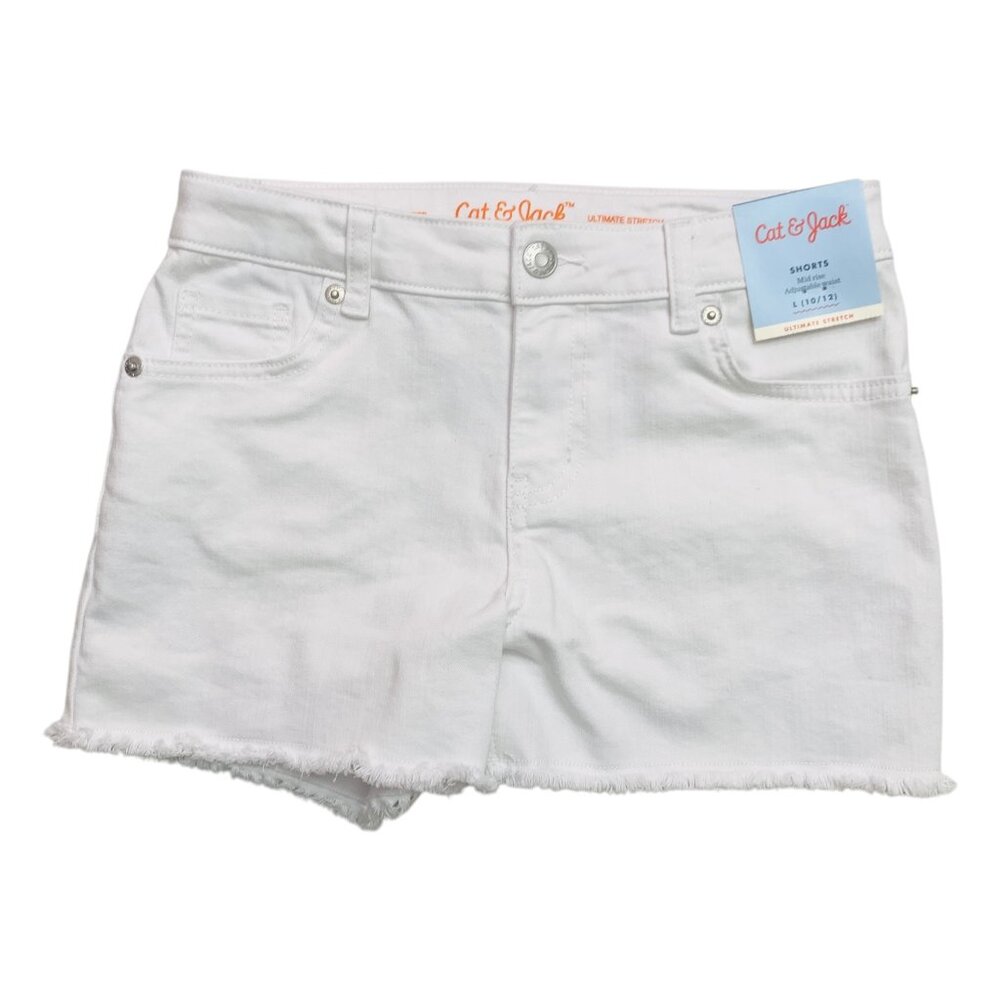 NWT Cat & Jack, 10-12 Years, denim cut off shorts, White